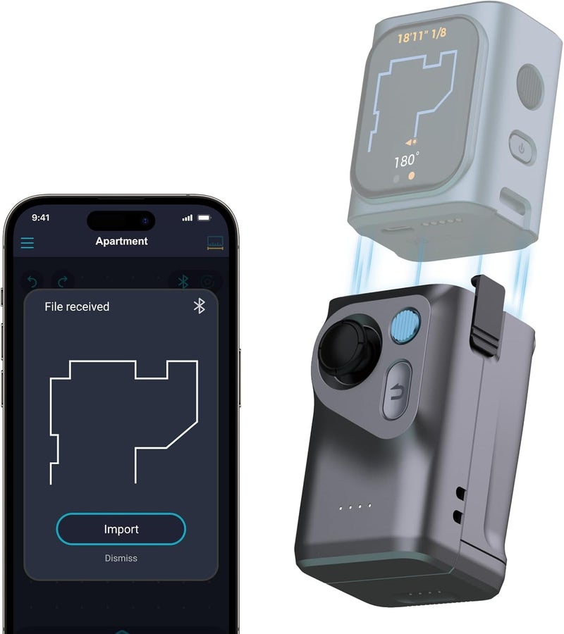 HOZO M-Cube Laser Measuring Tool Adaptor, 01 Smart Planner - Features 360° Joystick for Capturing Floorplans from Any Angle, One-Tap Button for Precise Edge and Corner Measurements - Image 1